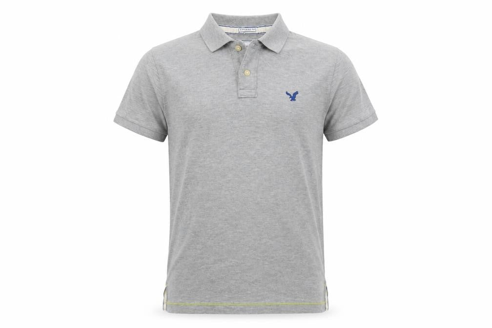 American Eagle Mens Grey Cotton Polo Size M Collared Button - Vintage