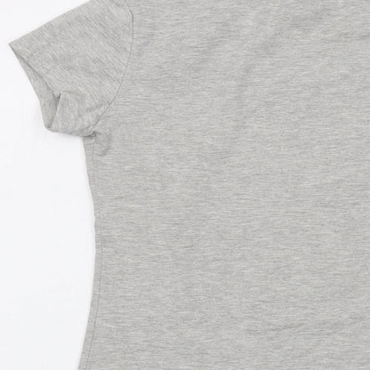 Aussie Womens Grey Cotton Basic T-Shirt Size M V-Neck