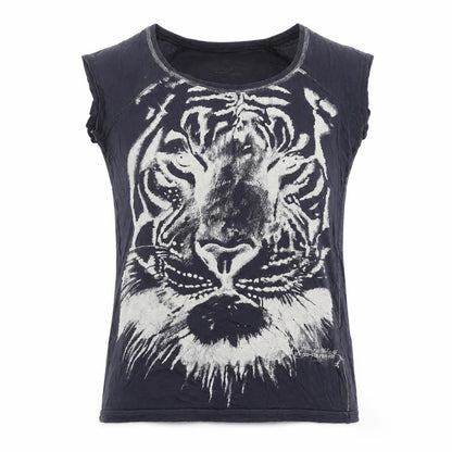 River Island Womens Grey Cotton Basic Tank Size 8 Boat Neck