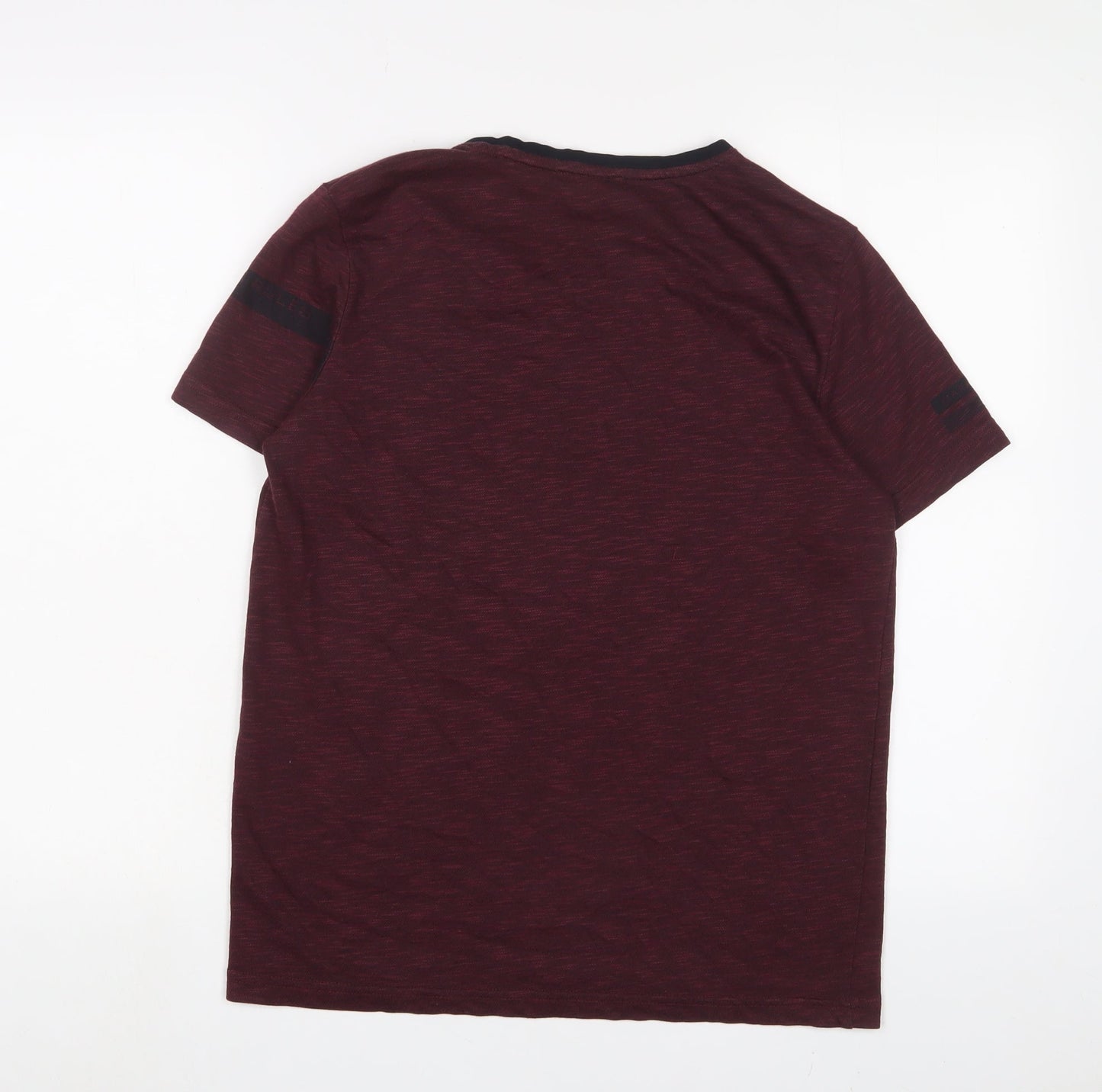 Maraton Mens Red Polyester Basic T-Shirt Size S Crew Neck Pullover