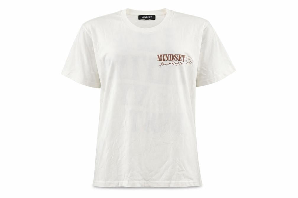Mindset Womens Beige Cotton Basic T-Shirt Size S Crew Neck