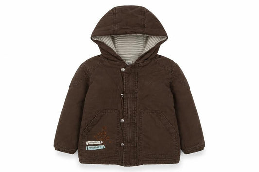 Front view of Gorilla boys’ brown jacket, size 18-24, months zip