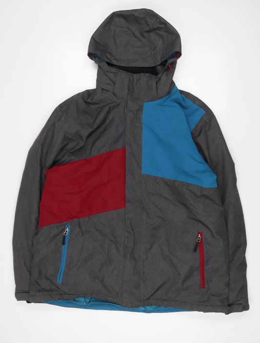 Crane Mens Grey Quilted Coat Size XL Zip