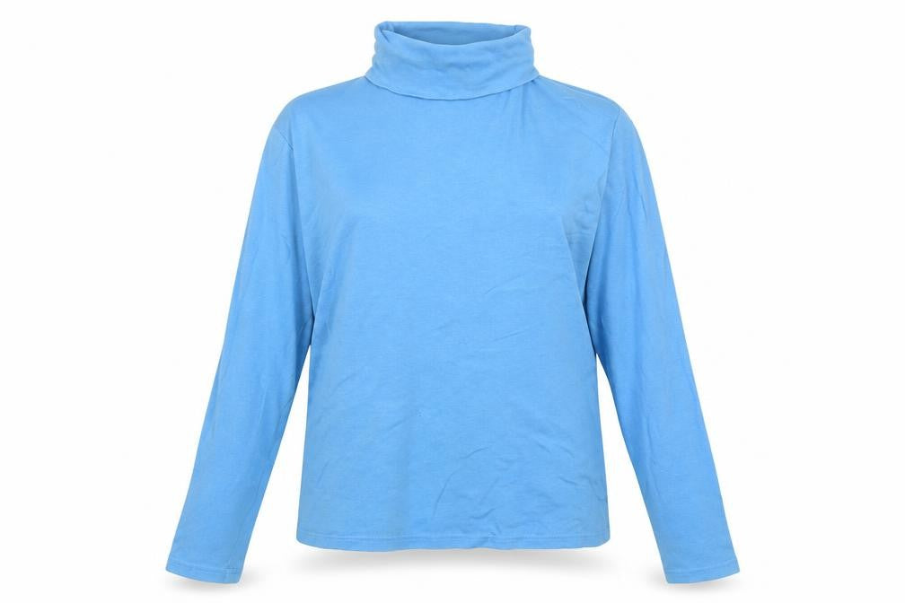 Isle Womens Blue Crew Neck Cotton Pullover Jumper Size M - Logo