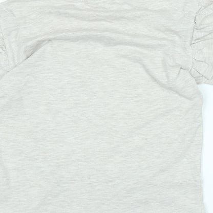 Brand and care label for Disney girls’ grey cotton basic t-shirt, years crew neck - logo -love - micky and friends- sequins .