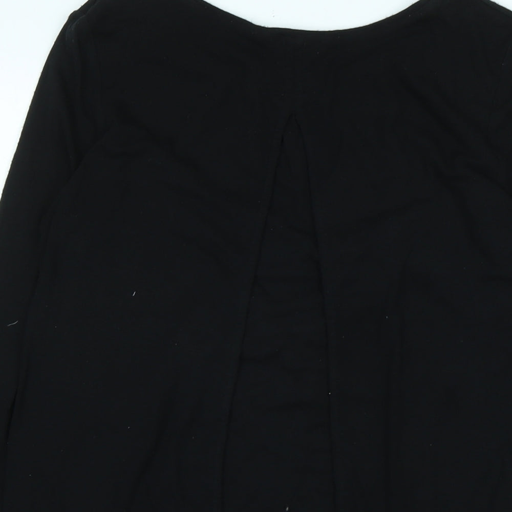 Phase Eight Womens Black Cotton Blend Tunic T-Shirt Size 10 Scoop Neck