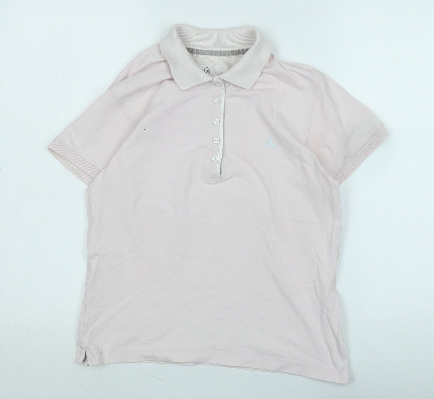 Athletic Apparel Womens Pink Cotton Basic Polo Size 14 Collared - Logo