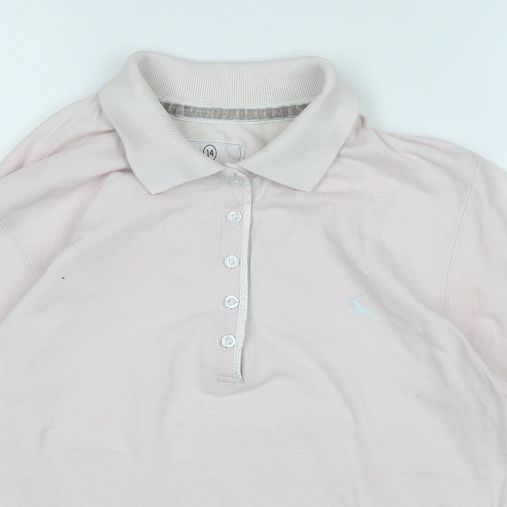 Athletic Apparel Womens Pink Cotton Basic Polo Size 14 Collared - Logo