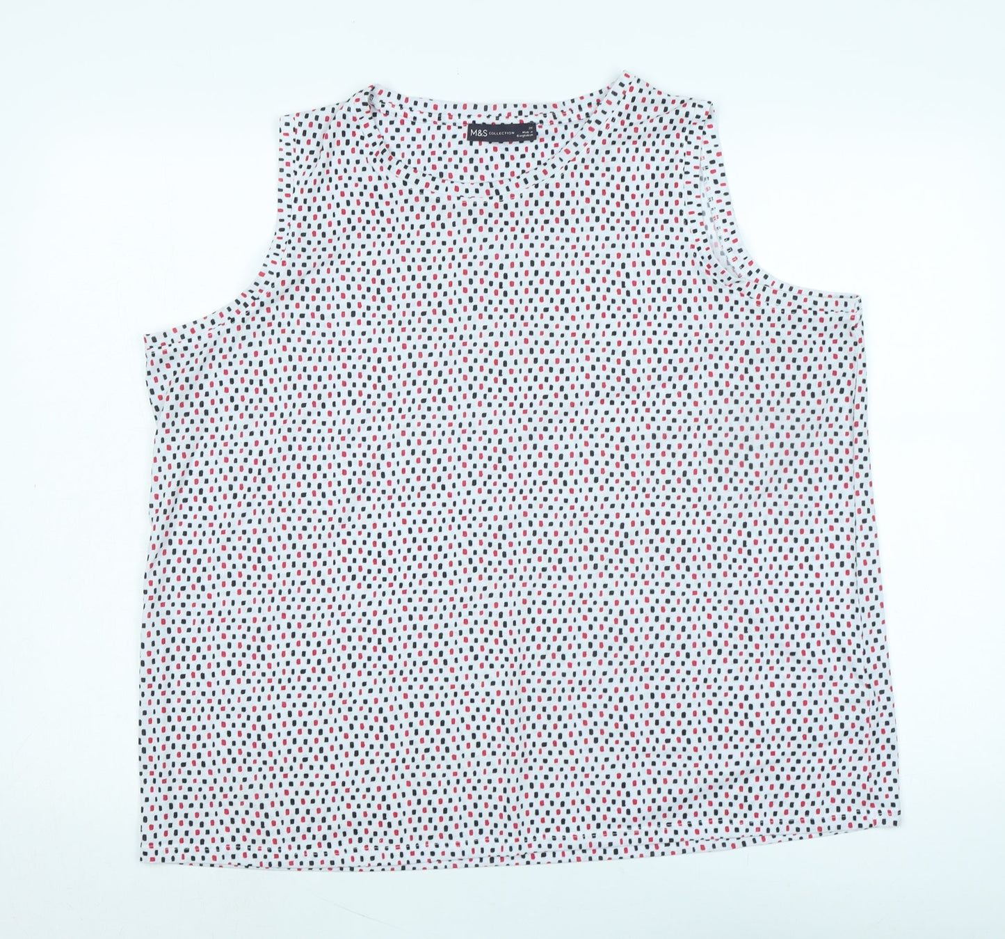 Marks and Spencer Womens White Cotton Basic Tank Size 20 Boat Neck