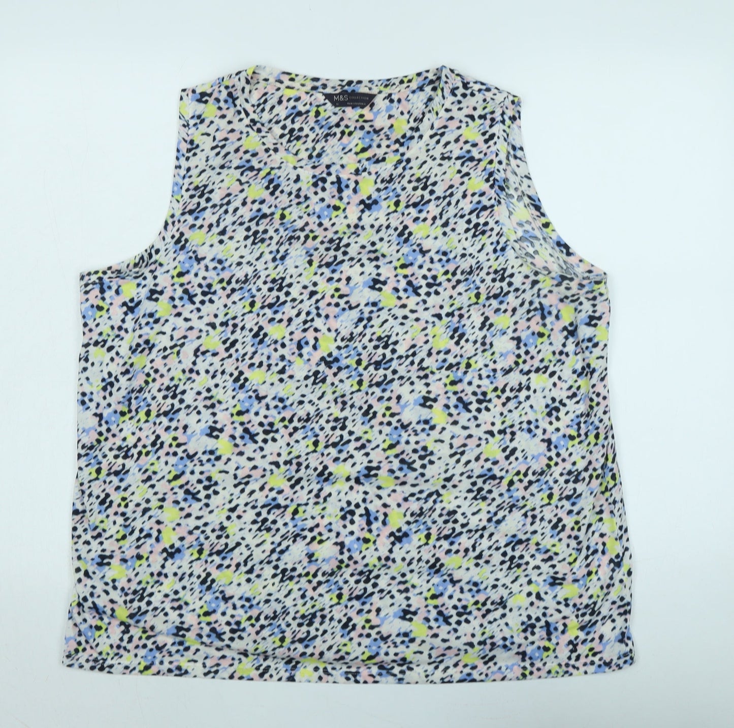 Marks and Spencer Womens Multicoloured Animal Print Polyester Basic T-Shirt Size 18 Scoop Neck