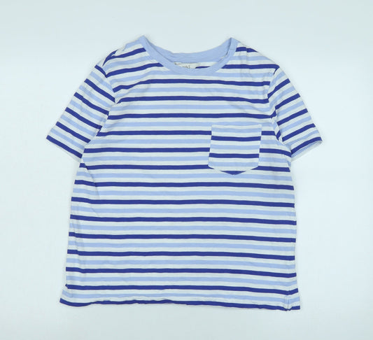 Marks and Spencer Womens Blue Cotton Basic T-Shirt Size 12 Crew Neck