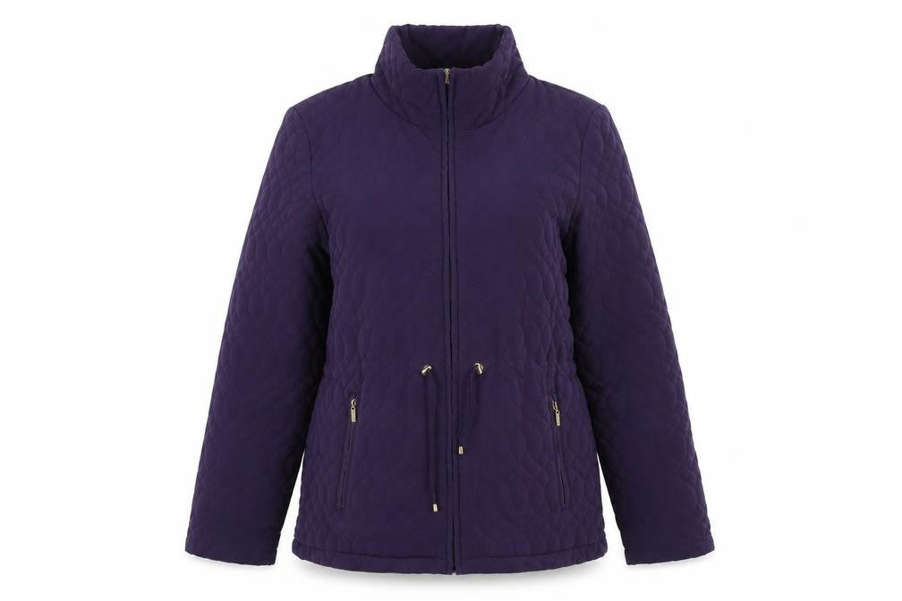 Ellen Tracy Womens Purple Quilted Jacket Size S Zip