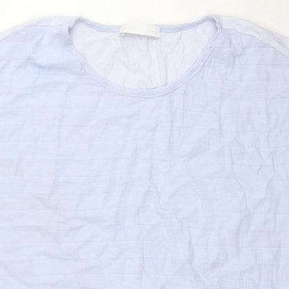 Per Una Womens Blue Striped Viscose Basic T-Shirt Size 12 Round Neck