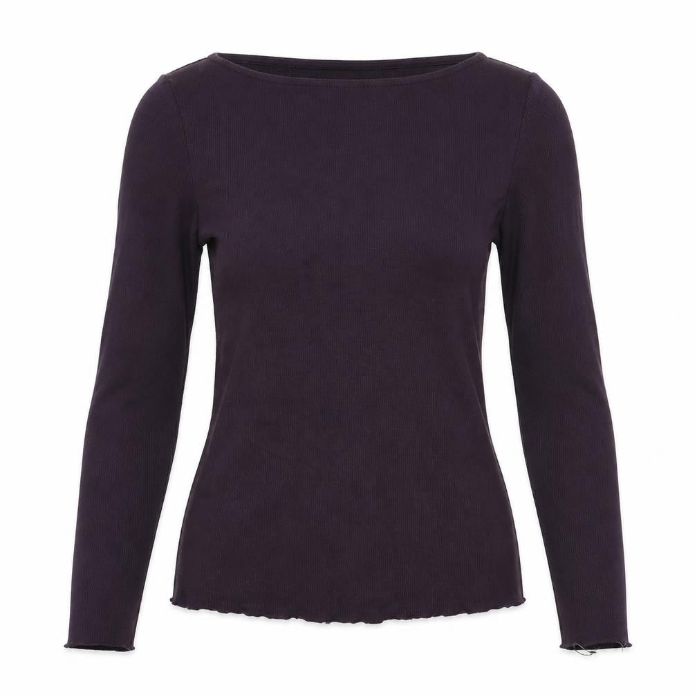 Marks & Spencer Womens Purple Acrylic Basic Blouse Size 10 Round Neck - Ribbed