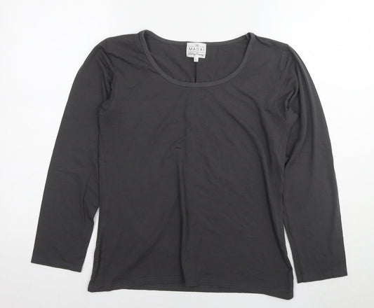 The Masai Womens Grey Viscose Basic Blouse Size L Round Neck