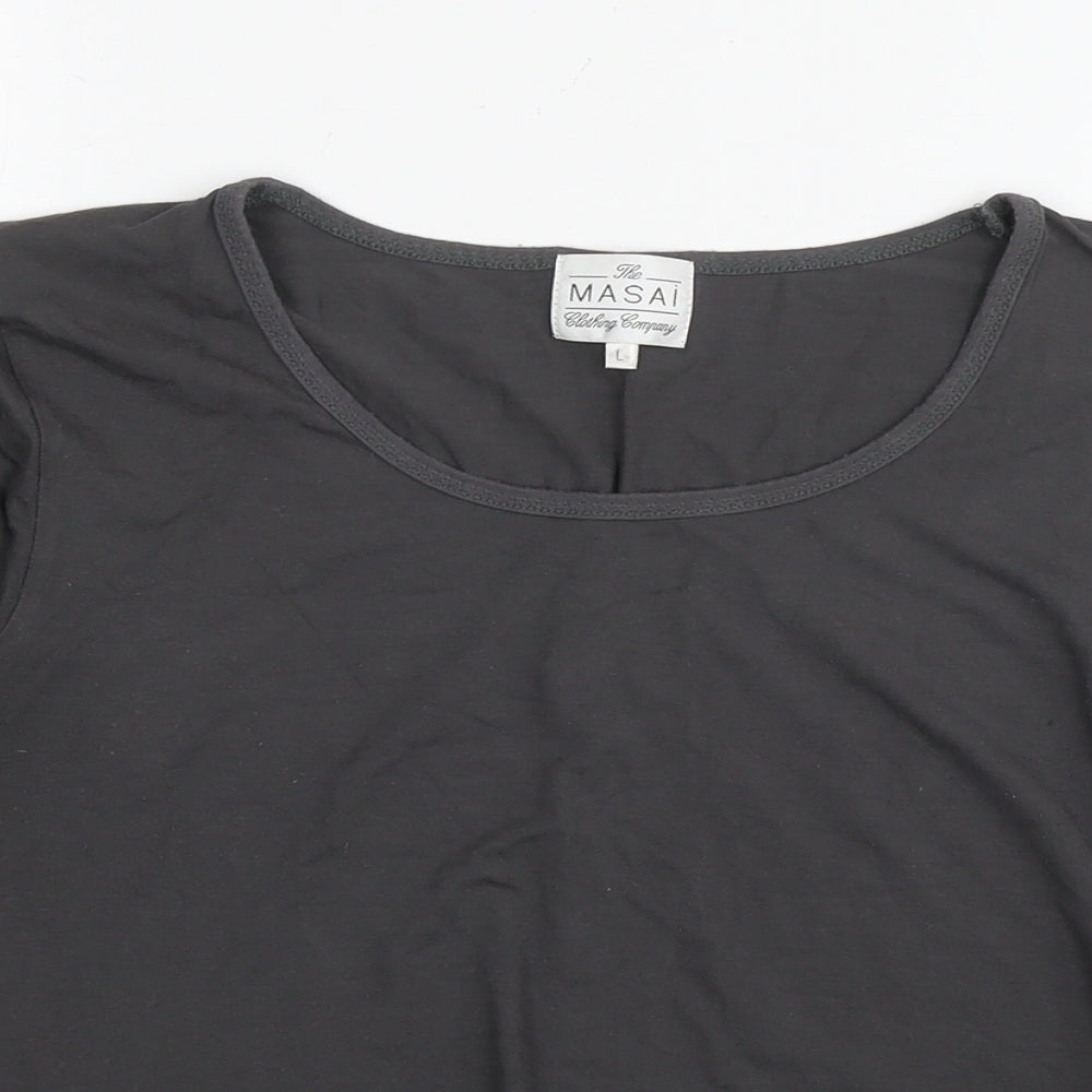 The Masai Womens Grey Viscose Basic Blouse Size L Round Neck