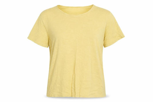 Collins Womens Yellow Polyester Basic T-Shirt Size L Round Neck
