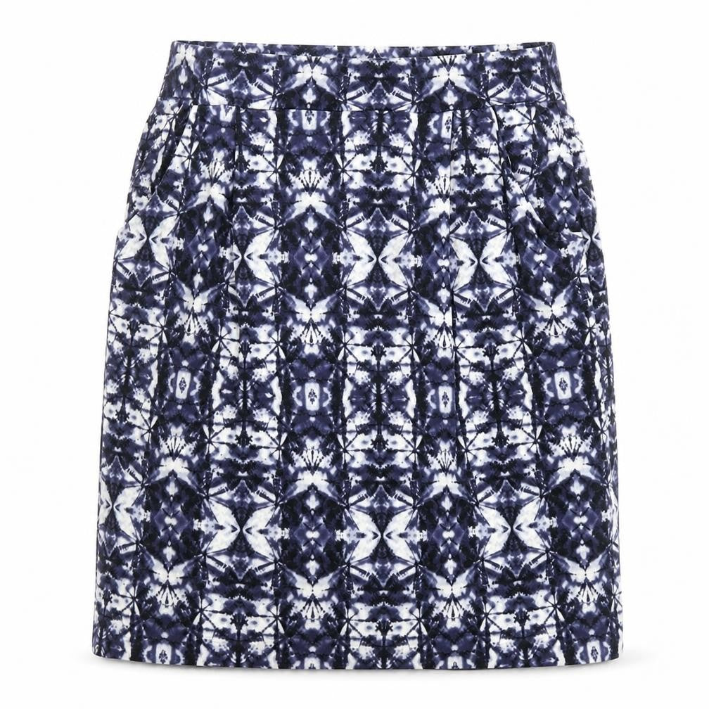 Marks & Spencer Womens Blue Geometric Viscose A-Line Skirt Size 14