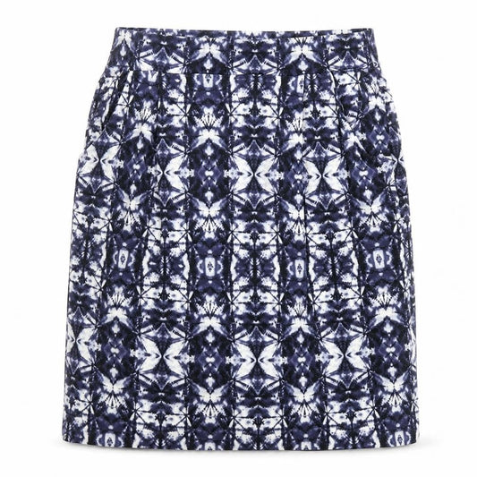 Marks & Spencer Womens Blue Geometric Viscose A-Line Skirt Size 14