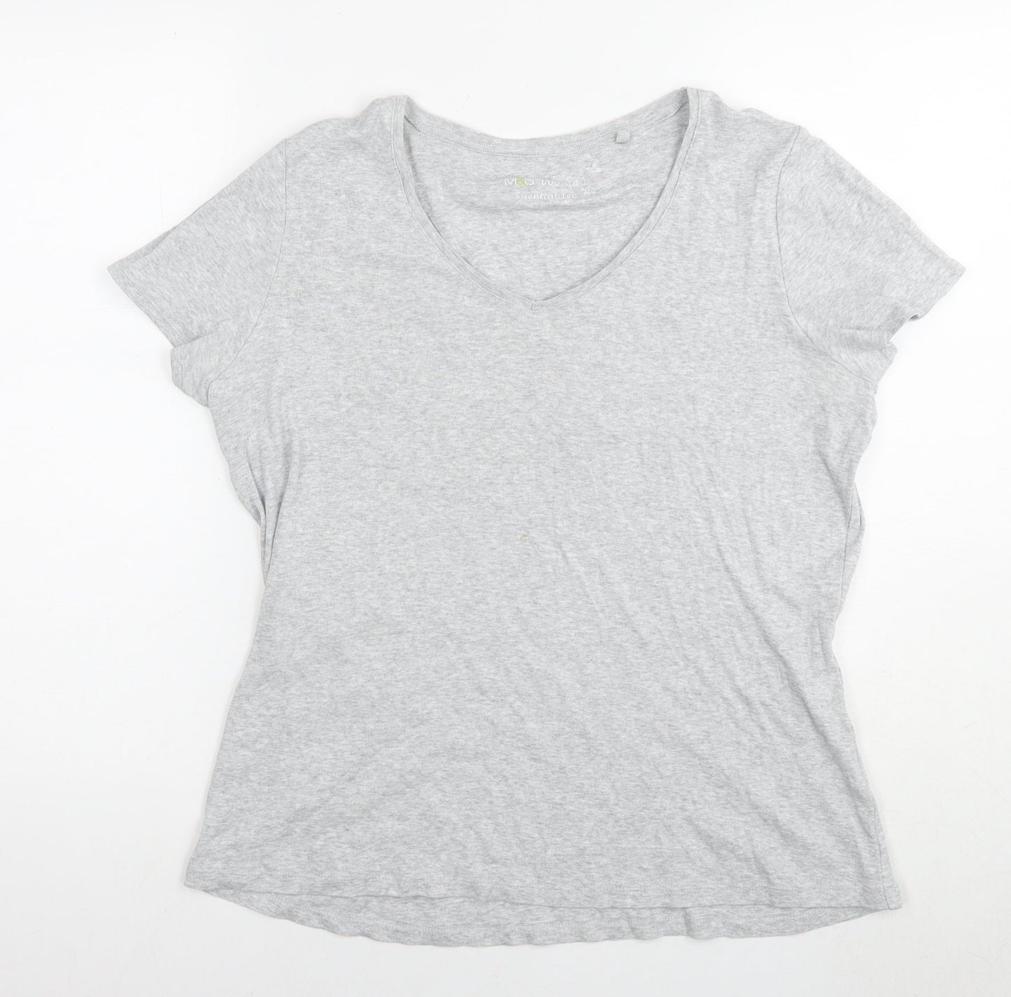 Marks and Spencer Womens Grey Cotton Basic T-Shirt Size 18 Round Neck