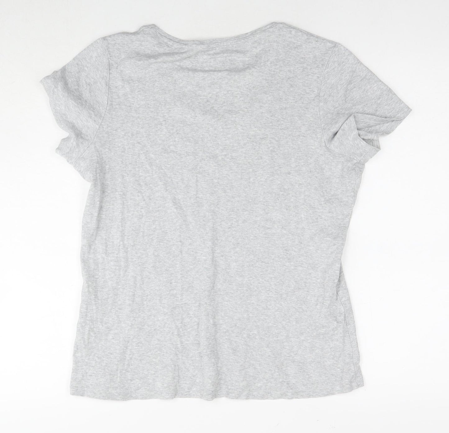 Marks and Spencer Womens Grey Cotton Basic T-Shirt Size 18 Round Neck