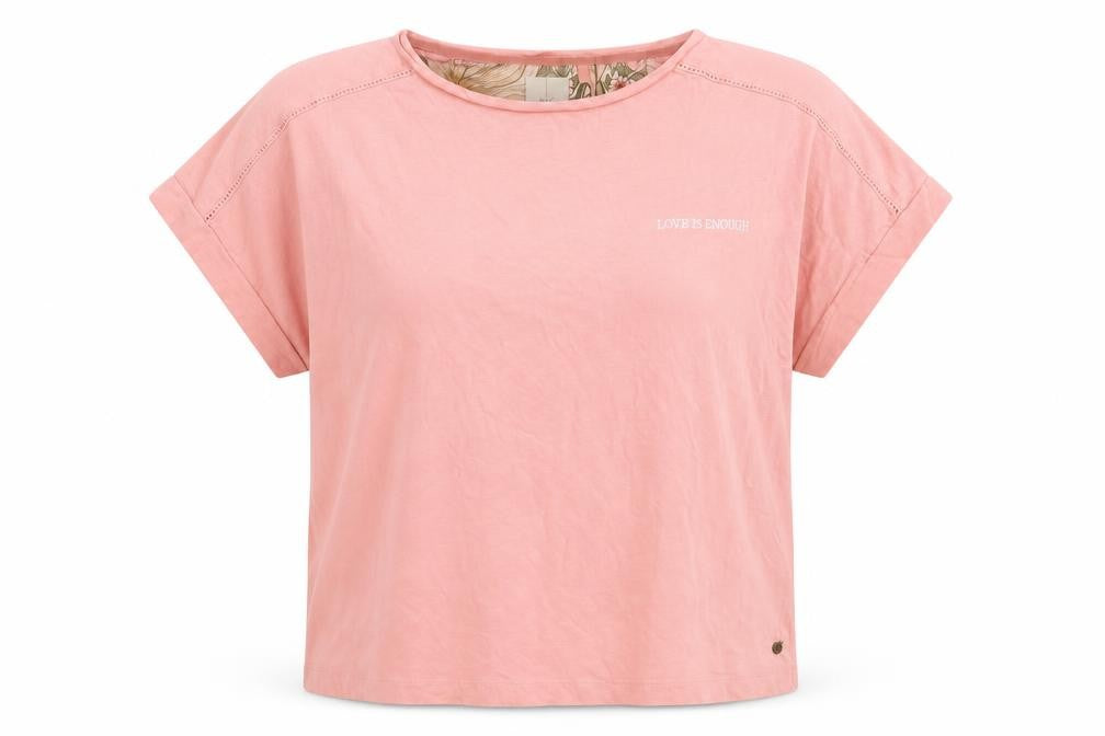 NEXT Womens Pink Cotton Basic T-Shirt Size L Round Neck - Love is enough