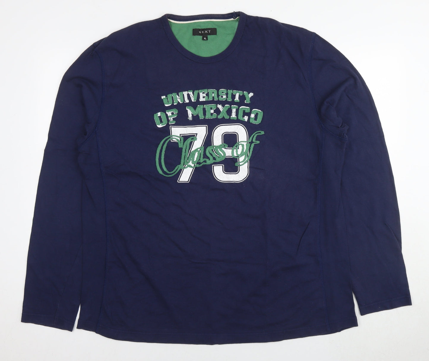 NEXT Mens Blue Cotton Pullover Sweatshirt Size XL - Mexico 79