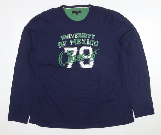 NEXT Mens Blue Cotton Pullover Sweatshirt Size XL - Mexico 79