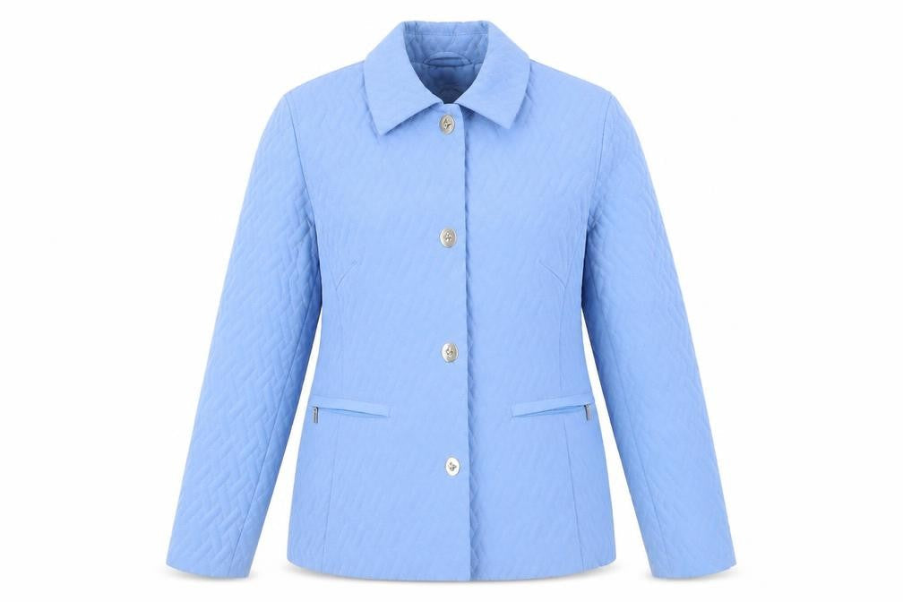 Talbots Womens Blue Quilted Jacket Size S - Zipped Pockets