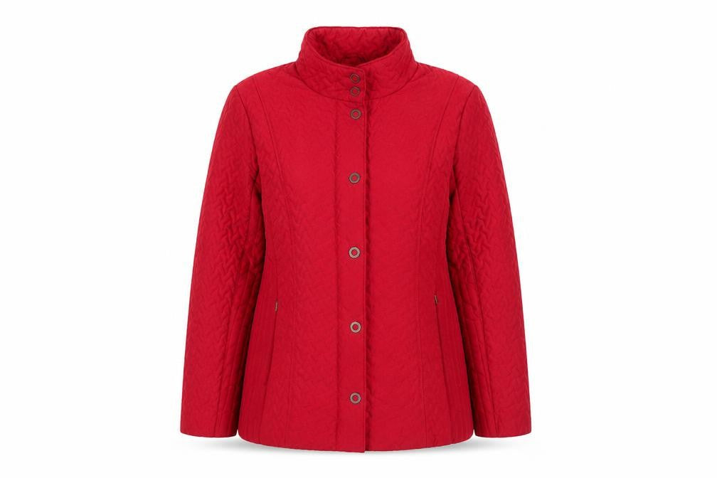 TIGI Womens Red Quilted Jacket Size 10 Zip - Size 10-12
