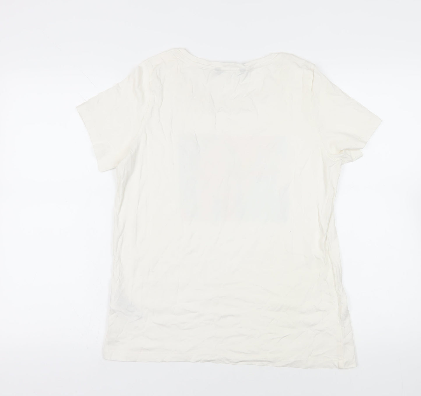 VERO MODA Womens White Cotton Basic T-Shirt Size L Crew Neck