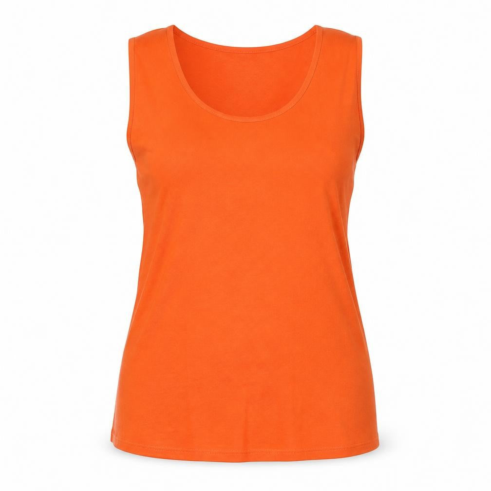 First Avenue Womens Orange Viscose Basic Tank Size 16 Scoop Neck