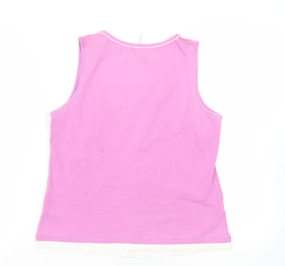 Marks & Spencer Womens Purple Cotton Basic Tank Size 16 Scoop Neck