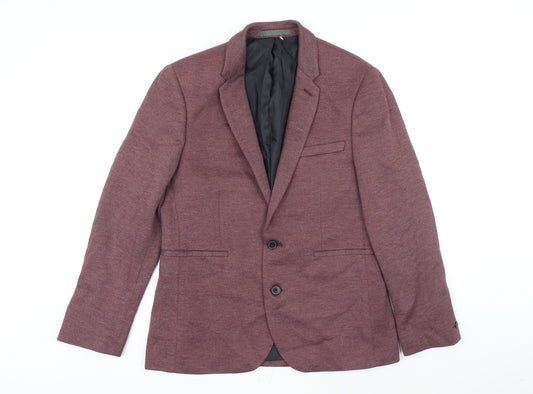 Burton Mens Red Polyester Jacket Blazer Size 40 Regular