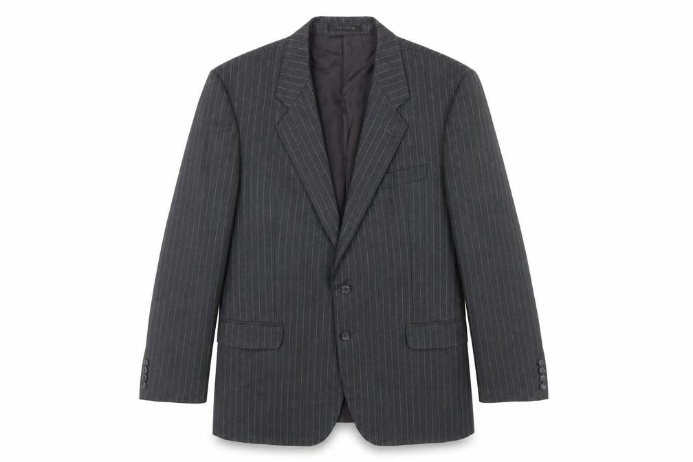 St Michael Mens Grey Striped Wool Jacket Blazer Size 40 Regular