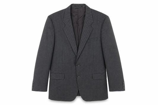 St Michael Mens Grey Striped Wool Jacket Blazer Size 40 Regular