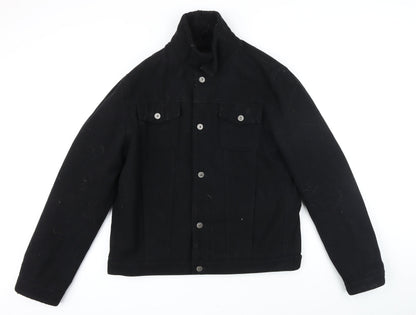 Additional front view of ASOS men’s black jacket, size L, button