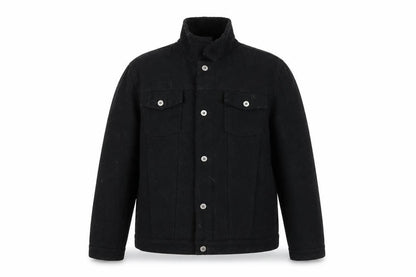 Front view of ASOS men’s black jacket, size L, button