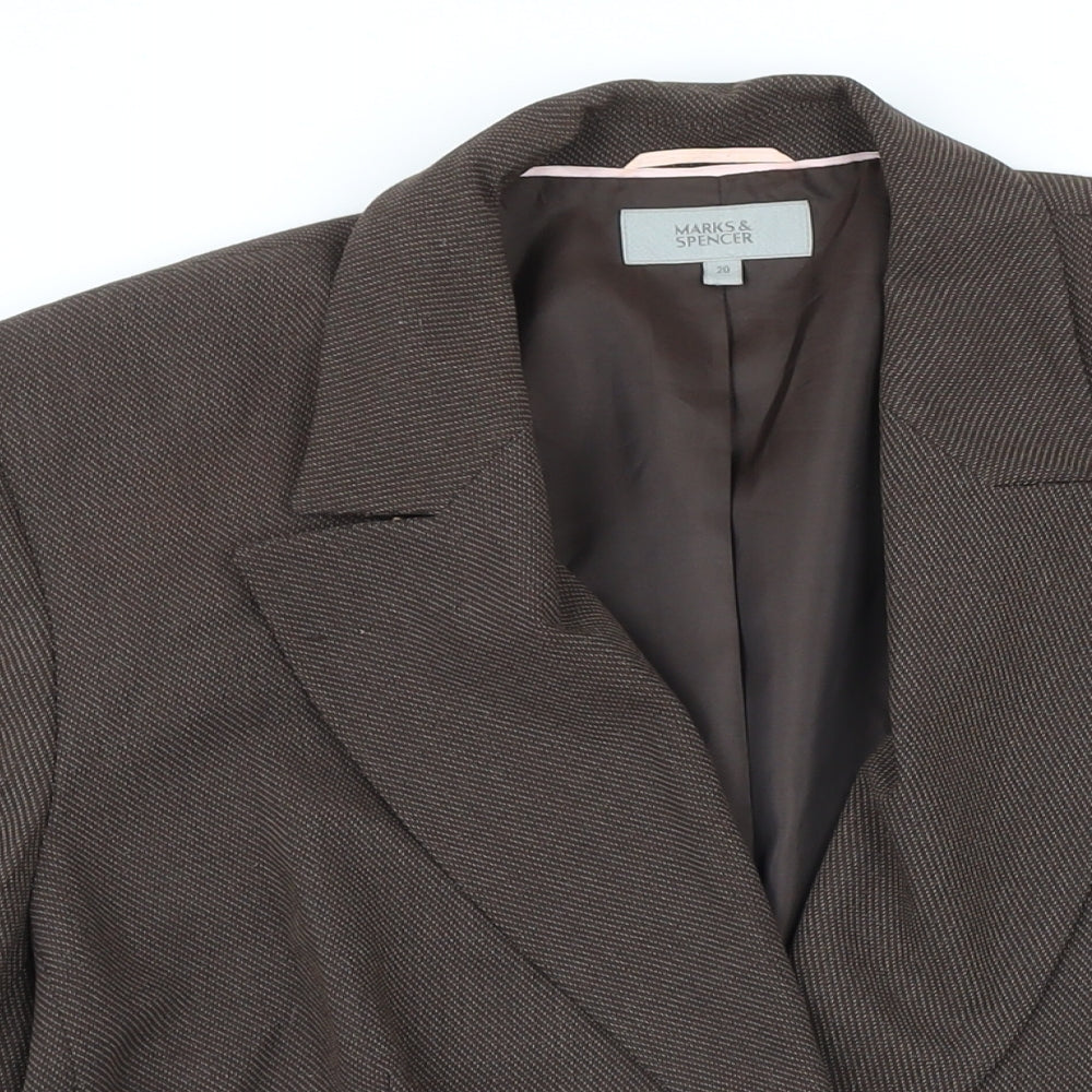 M&S Womens Brown Gilet Blazer Size 20 Button