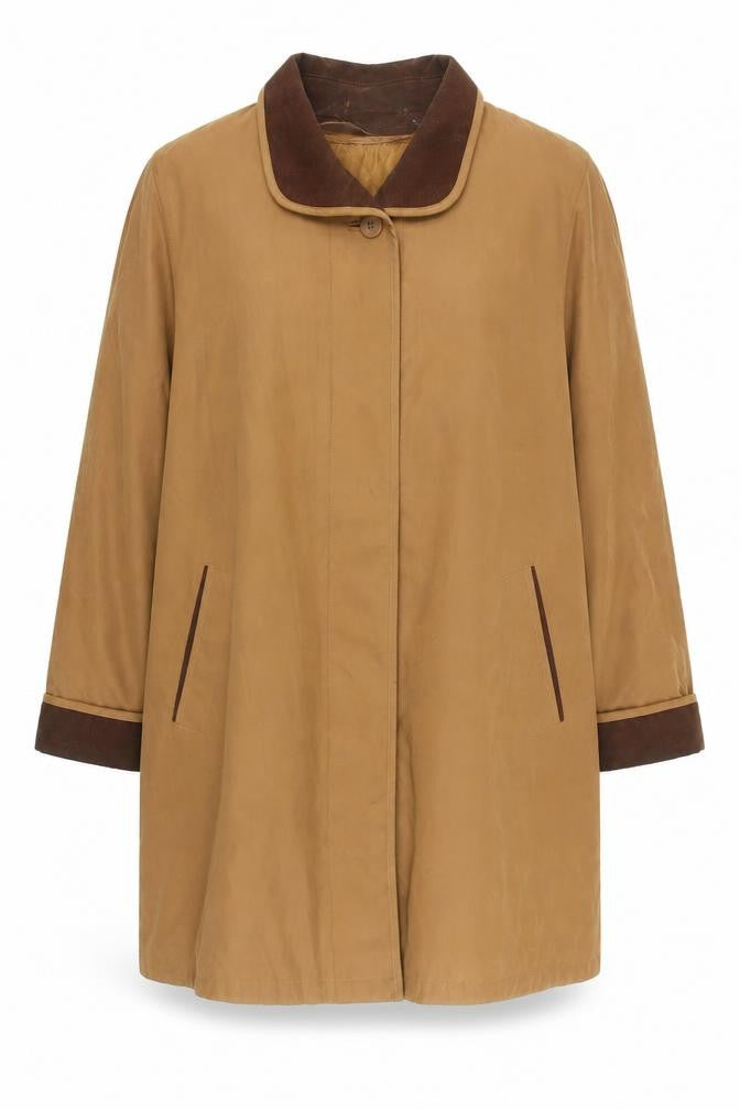 C&A Womens Brown Overcoat Coat Size 14 Button