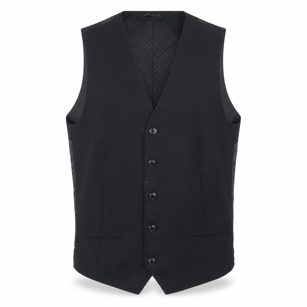 Topman Mens Black Houndstooth Polyester Jacket Suit Waistcoat Size 40 Regular