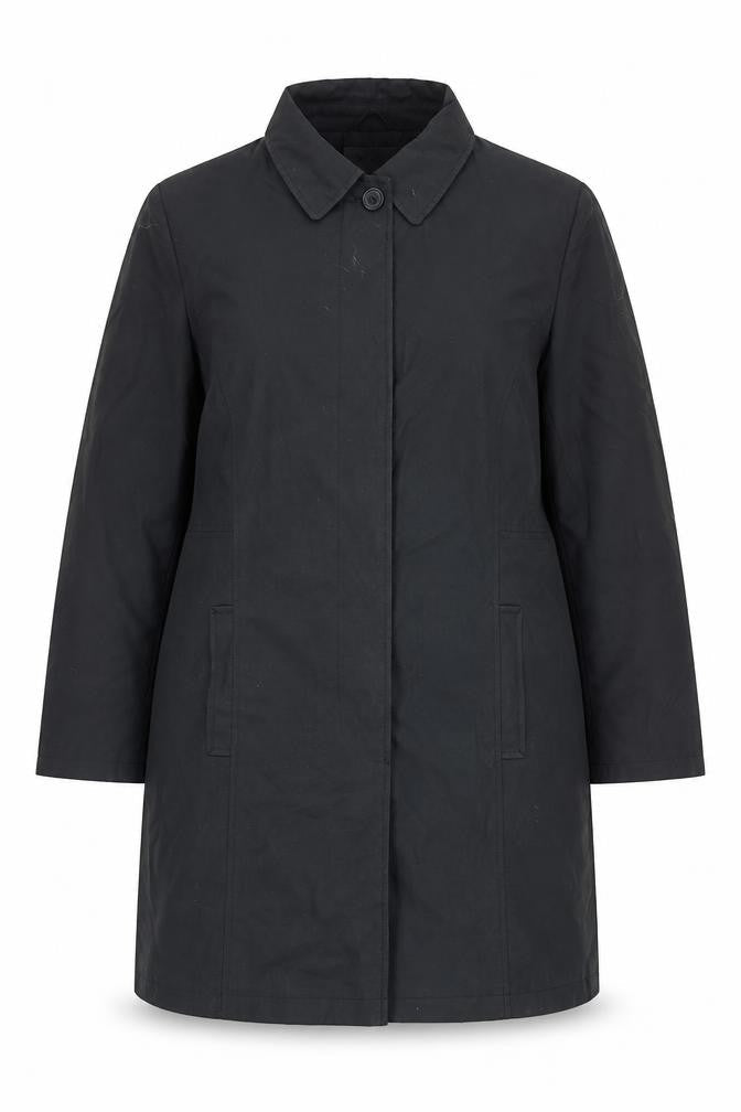EWM Womens Black Overcoat Coat Size 16 Button