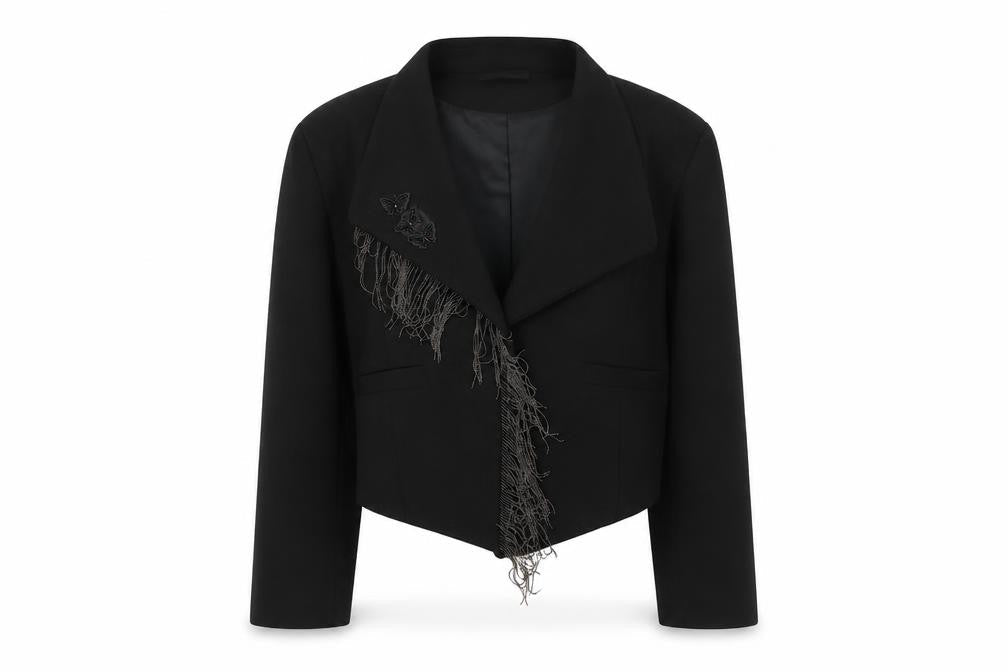 Label Lab Womens Black Jacket Blazer Size 12 Hook & Loop