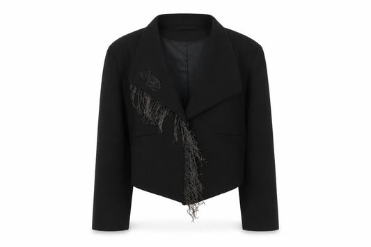 Label Lab Womens Black Jacket Blazer Size 12 Hook & Loop