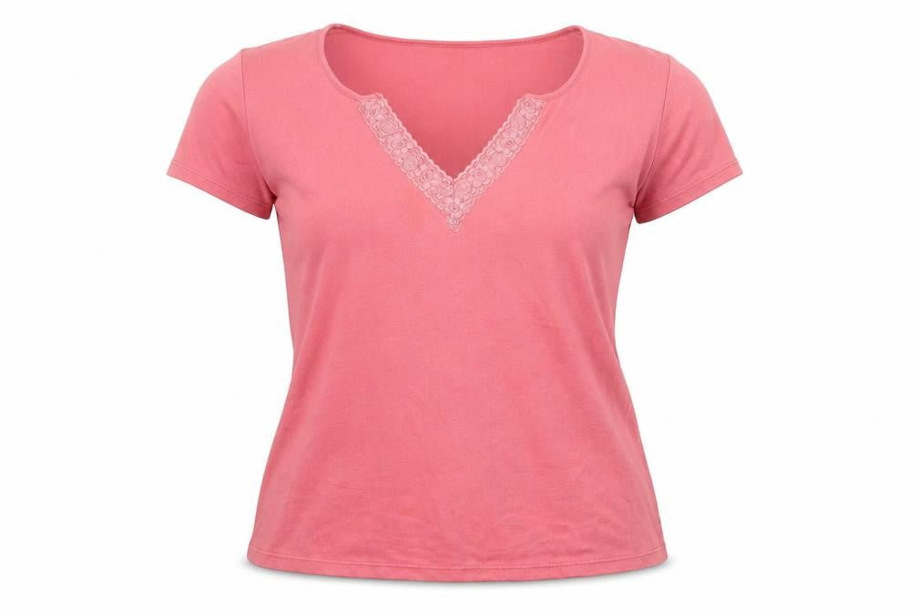 M&Co Womens Pink 100% Cotton Basic T-Shirt Size S Sweetheart