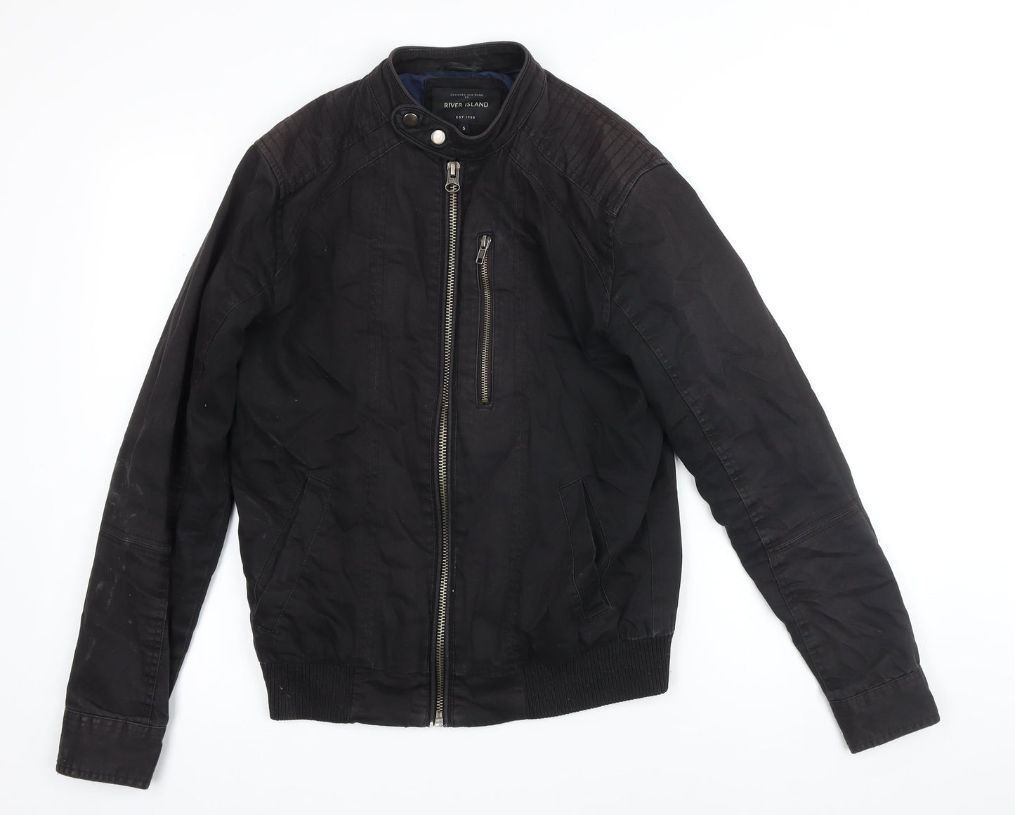 River Island Mens Black Bomber Jacket Jacket One Size Zip