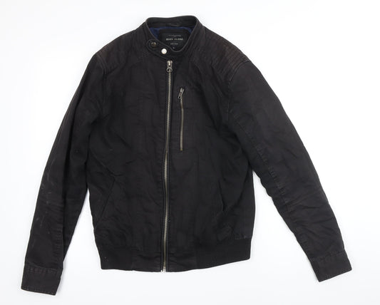 River Island Mens Black Bomber Jacket Jacket One Size Zip