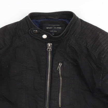 River Island Mens Black Bomber Jacket Jacket One Size Zip