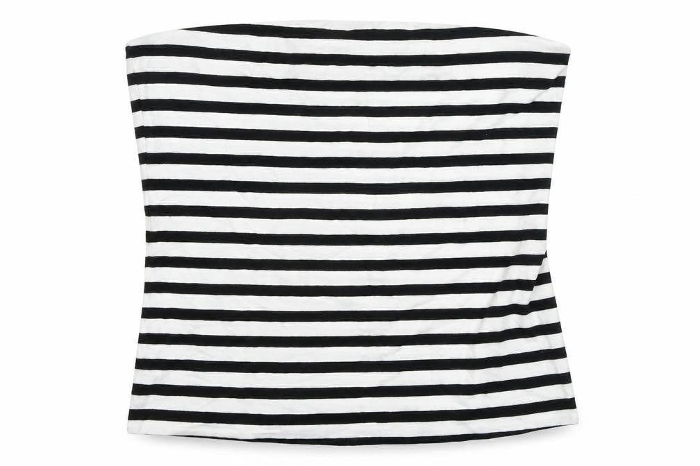 Marks & Spencer Womens Black Striped Cotton Basic T-Shirt Size L Off the Shoulder