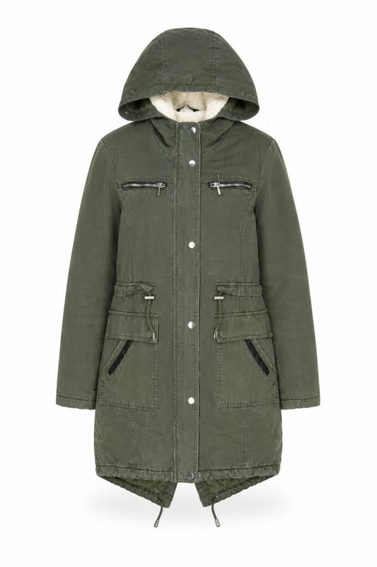 Select Womens Green Parka Coat Size 8 Zip
